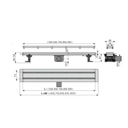 Supporting groove Alcadrain Eko AG071401650, standard, 650 mm-2