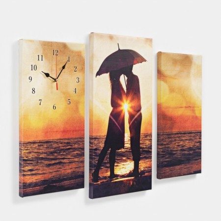 Carty clock, modular "couple in love on the shore", silent, 60 x 80 cm, triptych 204506-1