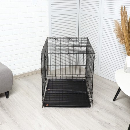 A cage with a hatch for dogs and cats, 85 x 60 x 70 cm, black-4