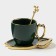 Tea couple ceramic "Livona", 3 objects: a cup of 200 ml, a saucer d = 14 cm, spoon, emerald color