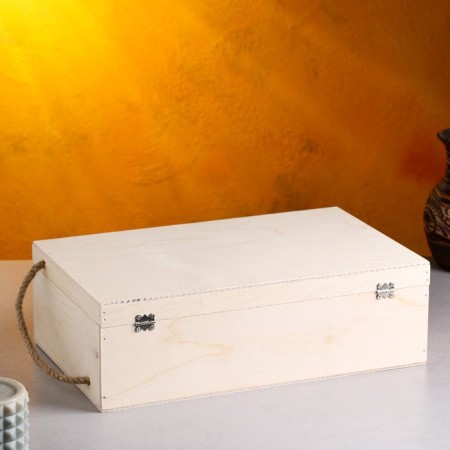 Gift box 34 × 21.5 × 10.5 cm wooden 3 departments, with a closing lid, without painting-2