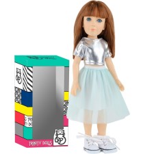 Кукла ЛУНА, TRINITY DOLLS, юбка ментол, серебристая футболка