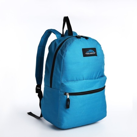 A backpack with a zipper, external pocket, dark blue color-2