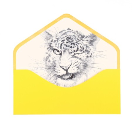 Money envelope "Happy Birthday!" cutting down, software touch, embossing, yellow background, leopard-2