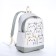School backpack of textiles with a zipper, 4 pockets, green/white color
