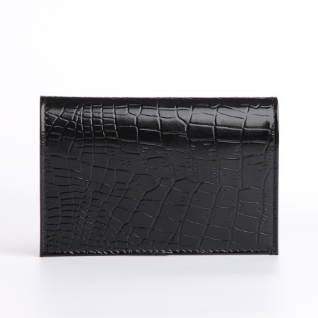 Cover for passport, embossing, crocodile, black color-1