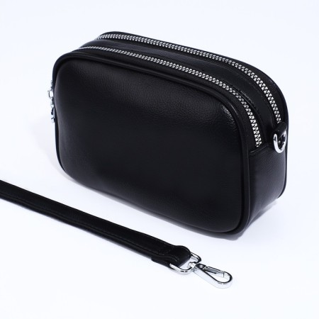 Cross-Bodi bag on zippers, external pocket, black color-4