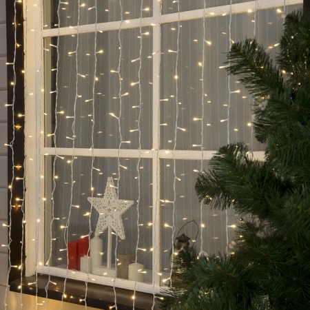 Garland "Curtain" 2 × 6 m, IP44, UMS, white thread, 1440 LED, warm white glow, 220 V