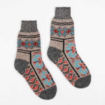 Women's Woolen socks "Ornament", color nut, size 23