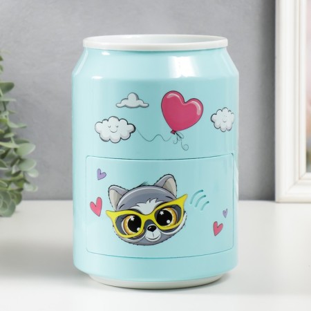Pigpine Plastic "Bank. Raccoon" Coded Castle, sound aa blue 15x21 cm-2