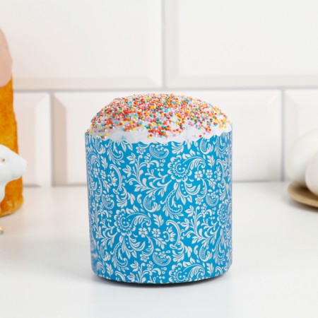 Paper form for cupcake, muffins and kulich "Blue Flora" 90 x 90 mm