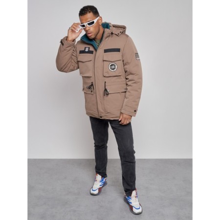 Winter male jacket, size 56, brown color-9