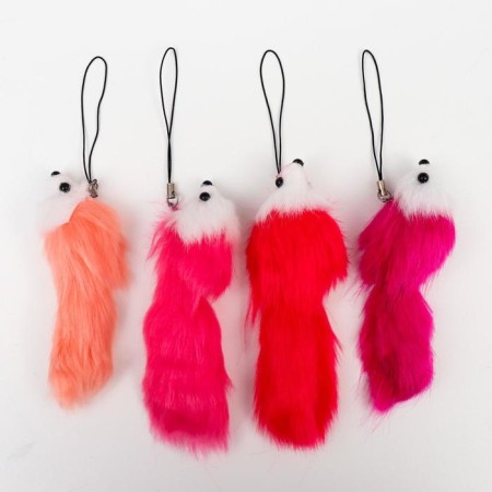 Fluffy on the pendant "Colored mouse with white muzzle" mix 12x3.5x3.5 cm-5