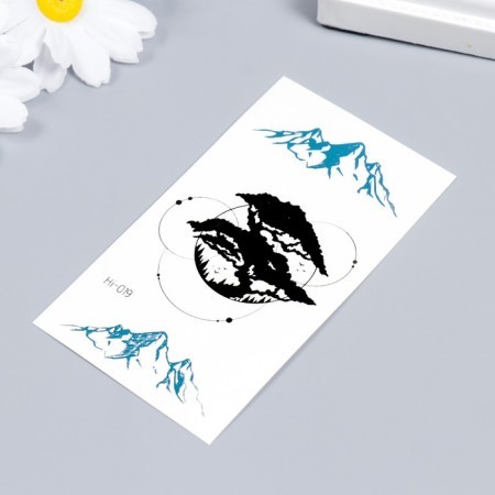 Tattoo on the body of the phosphorus "mountains and huge trees" 10.5x6 cm-2