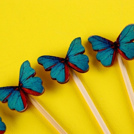 Butterfly skewers, set 6 pcs, color mix-9