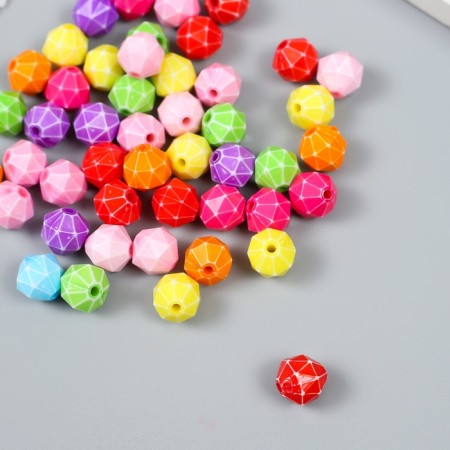 Beads for creativity plastic "Rombics with faces" Color set 25 g 1x1x1 cm-1