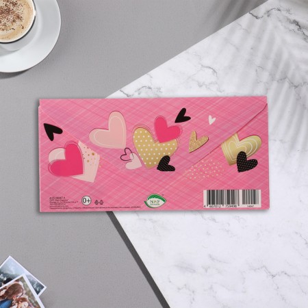 Envenue for Money "Love" Pink background, 17x8 cm-2