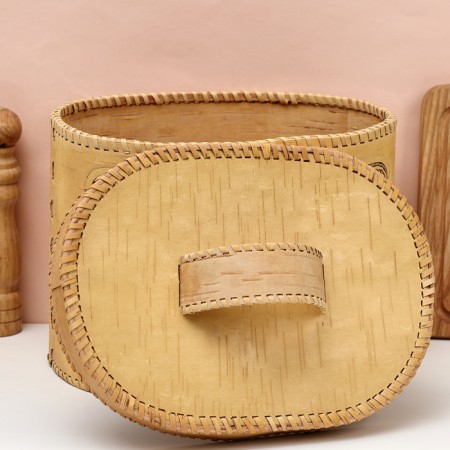 Oval breadstone "Forest glade", 28x20x27 cm, birch bark-2