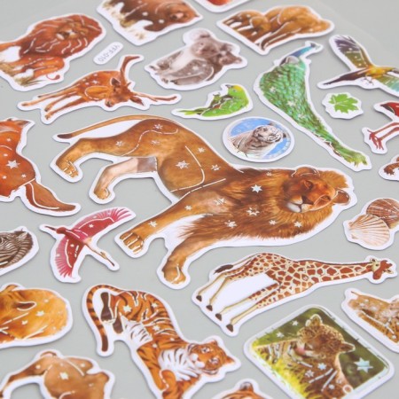Sticked plastic convex "Beasts and birds" mix 2 sheets 33.5x21.7 cm-3