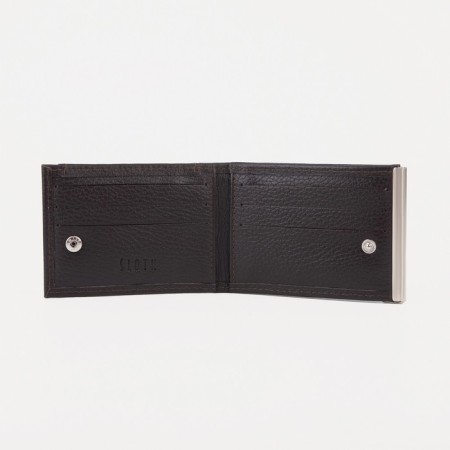 Building for bills with a metal holder, a department for cards, an outer pocket, brown color-2