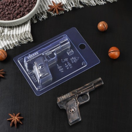 Form for chocolate and sweets Plastic "Pistol", 10 × 6 × 2 cm, Color transparent