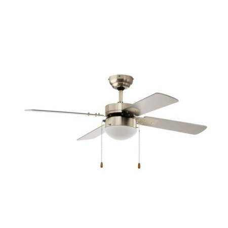 Ceiling fan with Gelsina, E14, 1x60W lamp, steel, nickel, glass, white