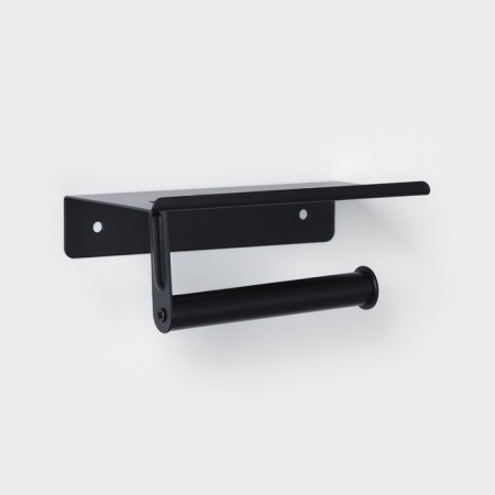 Holder for toilet paper with a shelf, 18 × 9.7 × 7.5 cm, black color-4
