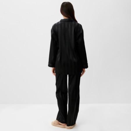 Female pajamas (shirt, trousers) kaftan "strip", black, size 48-50-3