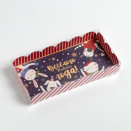 Box for confectionery products with PVC Lid "Beasts", 10.5 x 21 x 3 cm, New Year-1