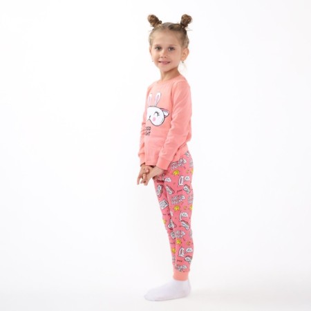 Pajamas for a girl (longshit/pants), pink/hare color, height 122 cm-2