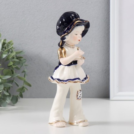 Souvenir Ceramics "Baby in a hat - fortune -telling on the chamomile" Cobalt 7.5x7.5x20 cm-1