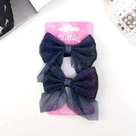 Hair clip "Marta" (set 2 pcs) shine, 7.5 cm, blue
