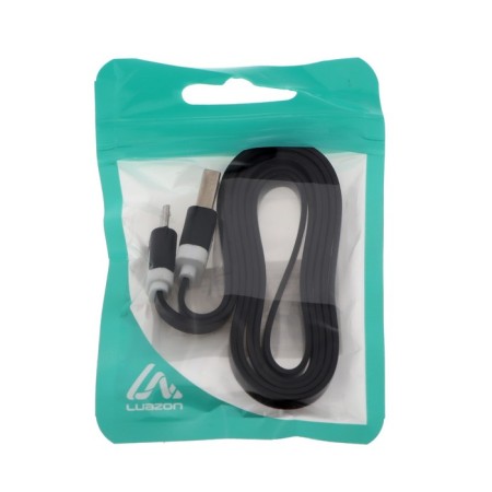 Luazon cable, microUSB - USB, 1 A, 1 m, flat, black-3