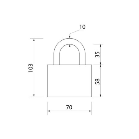 The castle is hinged, 70 mm, copper cylinder, moisture -proof, short puff, 3 keys mix-8