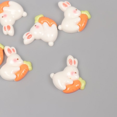 Decor for creativity plastic "Rabbit with carrots" set of 6 pcs 2x2.3x0.8 cm