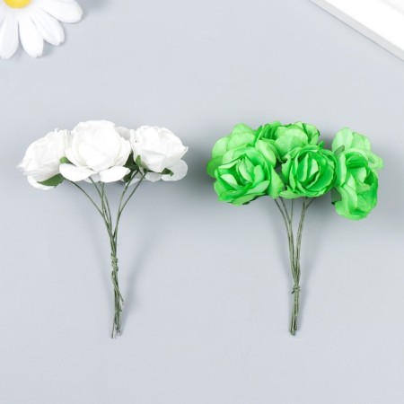 Decor for creativity "Tea roses" (set-bouquet 6 flowers) 9.5 cm d = 3 cm mix-1