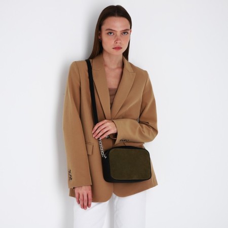 Cross-Bodi bag with zipper, olive color-5