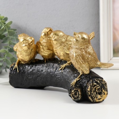 Polystone souvenir "Four golden birds on the branches" 22x6x13 cm-3