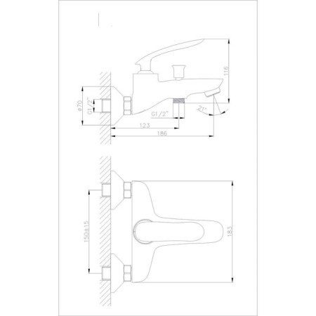 Bath mixer Rush ISland IS6535-44, single-leaf, short spout, chrome-1