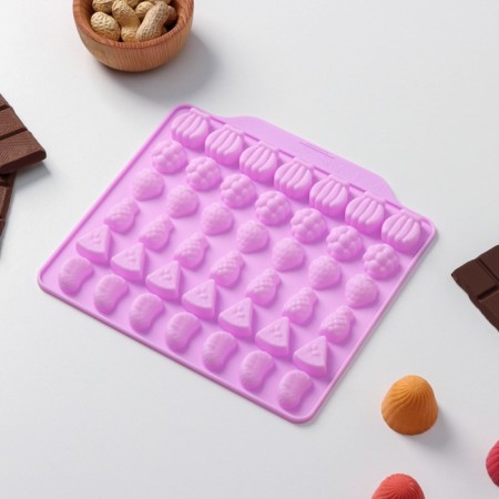 Form for marmalade Dolyan Fruit boom, silicone, 18.5 × 17.5 cm, 42 cells (2.2 × 2.2 cm), pink color