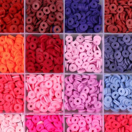 Decor for creativity plastic "Palette of red, pink" d = 0.6 cm nr 24 colors 18.5x13x2 cm-3