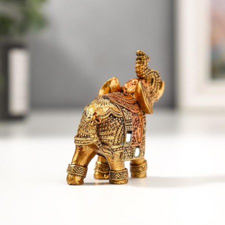 Polystone souvenir "Bronze elephant with a blanket from the Arab carpet" 6.5x5.7x2.8 cm-3