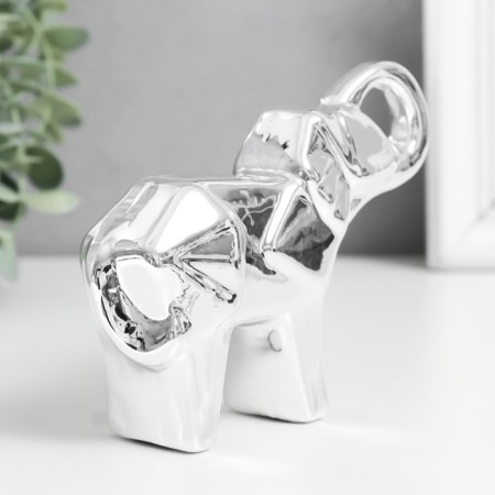 Souvenir ceramics "Elephant" Origami silver 14x3.5x10 cm-2