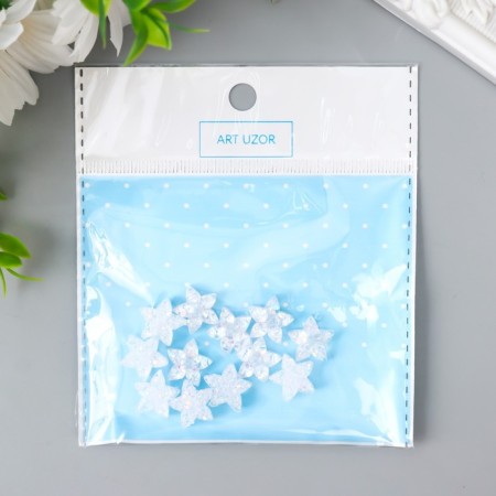 Decor for creativity Plastic "Flower-Piteris White-blue" Crystal 1.4x1.4 cm-3