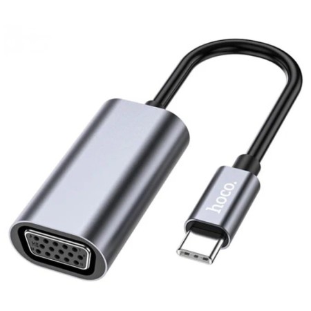 Adapter Hoco UA21, Type -C (M) - VGA (F), 13 cm, gray