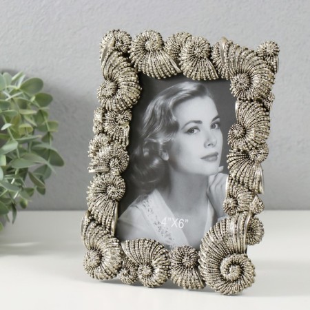 Photo frame Polystone 10x15 cm "shells" silver 20.7x15.5 cm-1