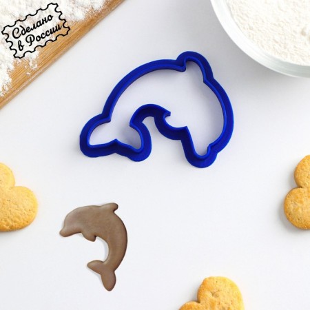 Dolphin cookie uniform, 8 × 6 cm, blue color