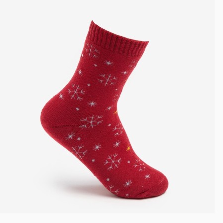 Women's socks "Snowflakes", burgundy color, size 23-25