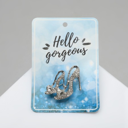 Brooch "Steam Speed", white color in silver-2