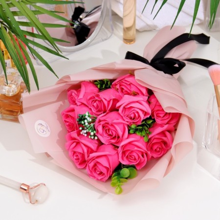 Exclusive bouquet of soap roses, fuchsia color, 11 pcs-1